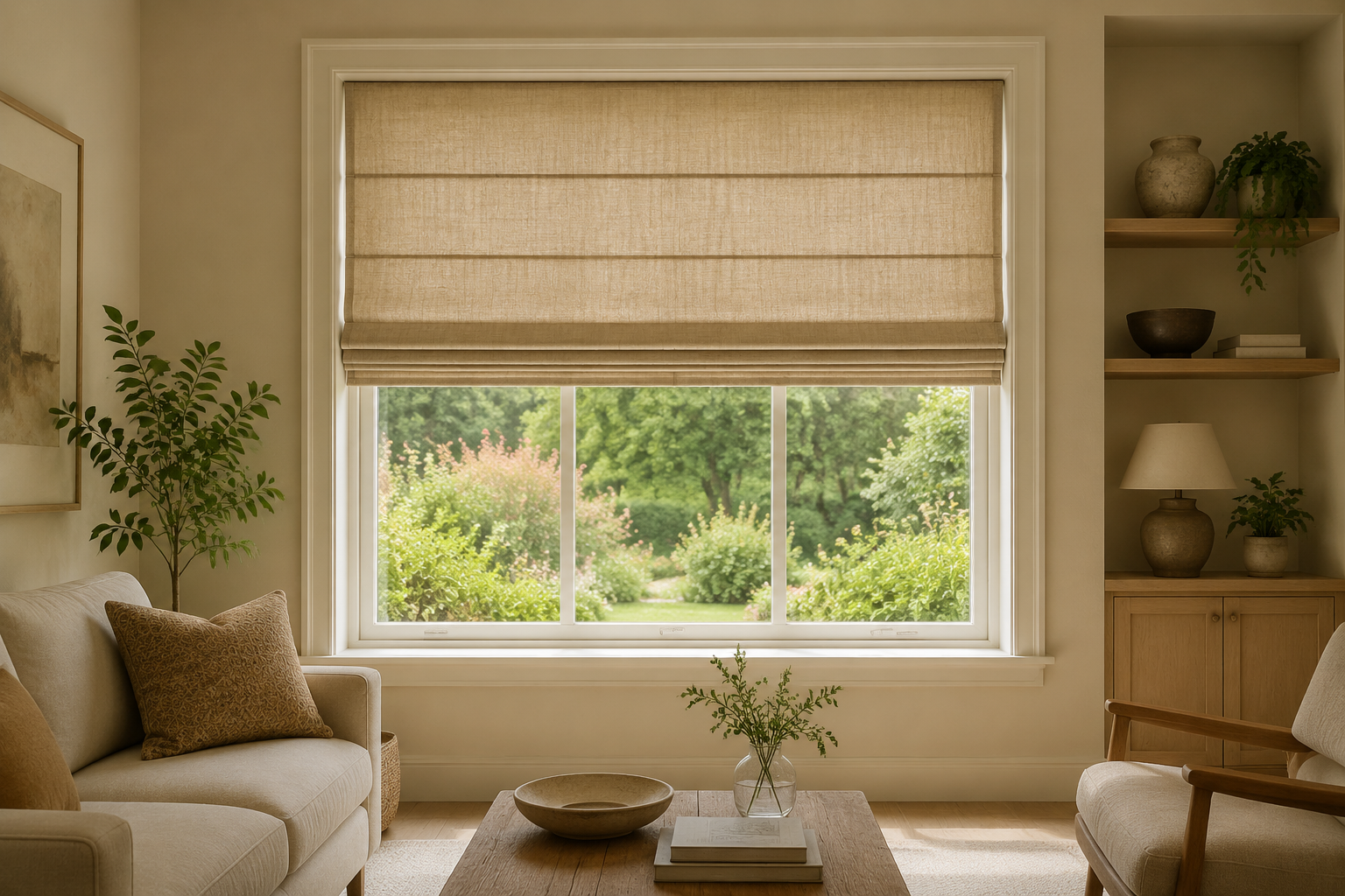 Roman blinds fitted in a contemporary home